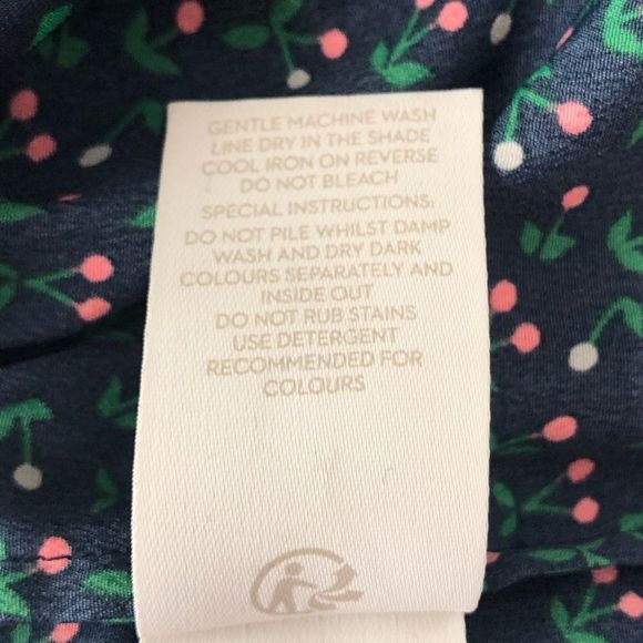 Boden Cynthia Dress Navy Cherry Picking Ruffle Trim Belted Dress size 4 - Picture 14 of 16